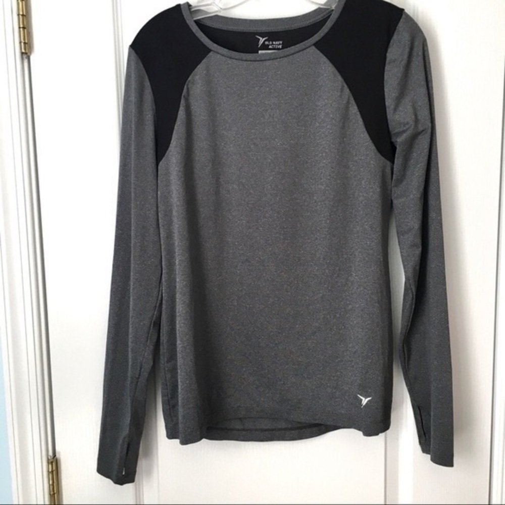 Gray and Black Long Sleeve Athletic Top
